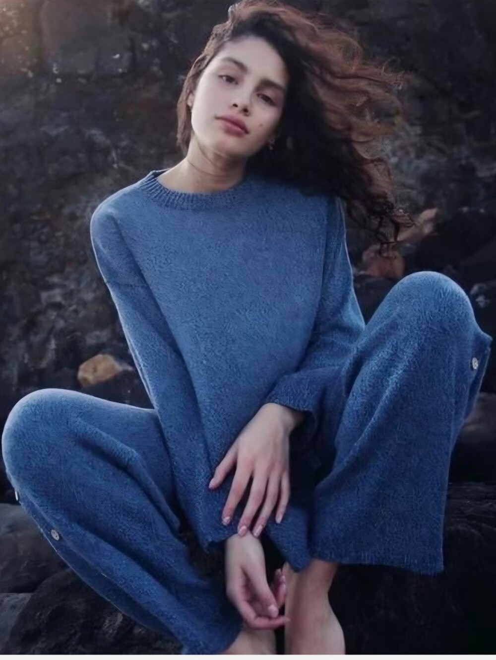 NWT Free People Free-est Button Up Sweater Set Blue Sea Combo Size Small - Picture 3 of 10